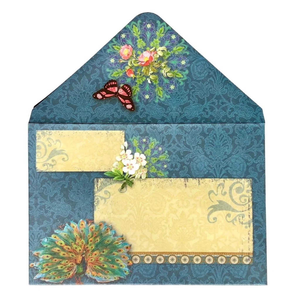 Punch Studio Royal Peacock Book Box with 20 Note Cards w Env (94279)
